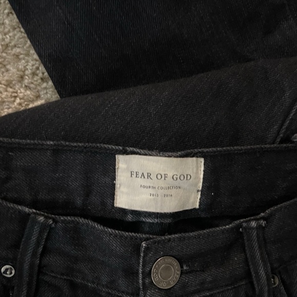 Fear of God Black Fadewash Skinny Jeans with Distressing grunge streetwear goth - Picture 4 of 10